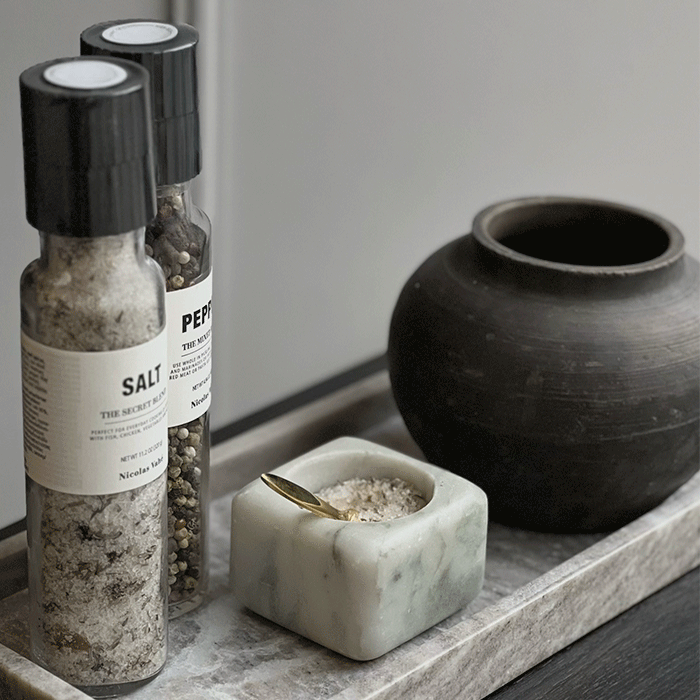 Saltkar i marmor jadegrøn