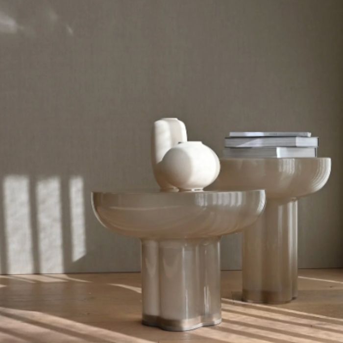 Sidebord Glas Sand Ø45