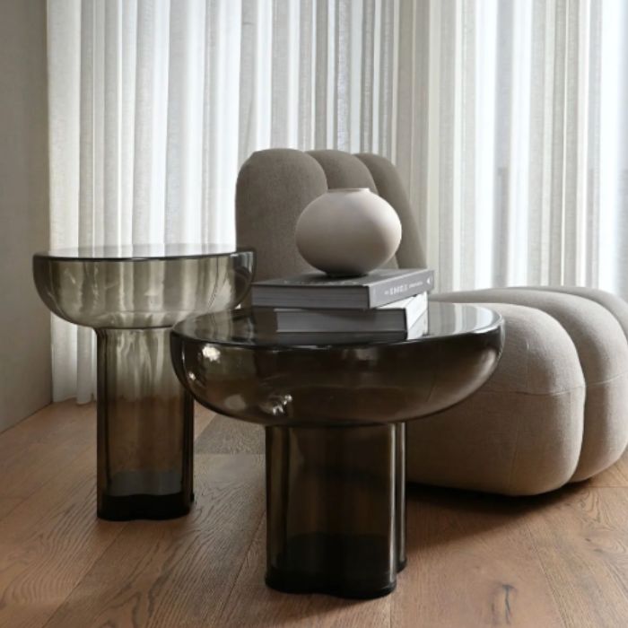 Sofabord Glas Smoked Ø55