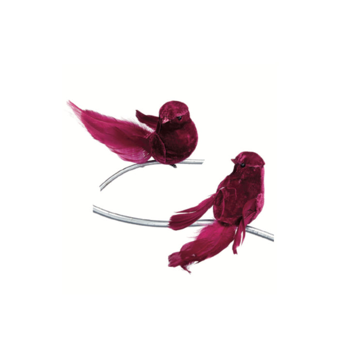 Juleclips - Fugl bordeaux velour