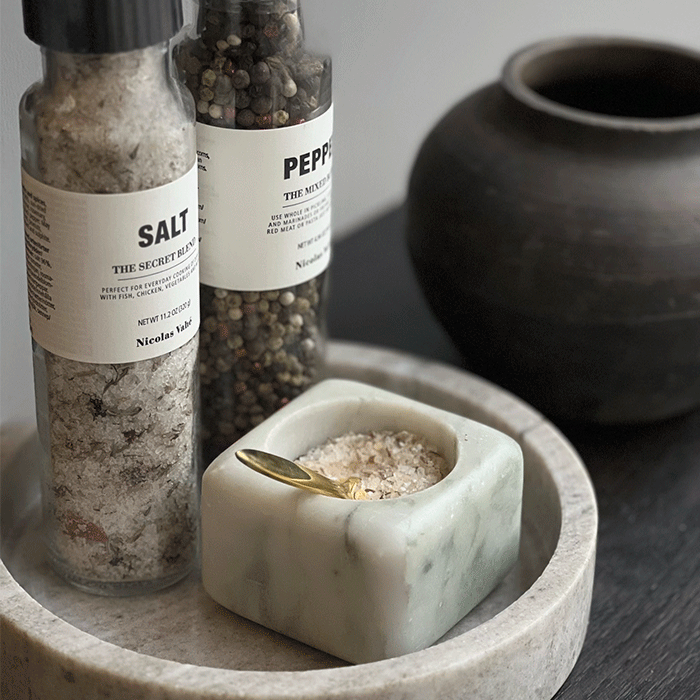 Saltkar i marmor jadegrøn