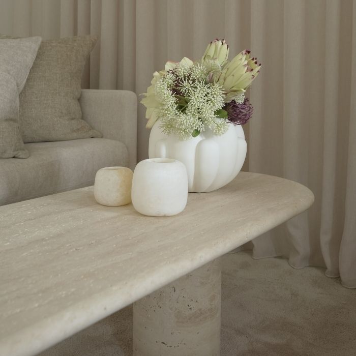 Balie Balie Ovalt Sofabord Travertin